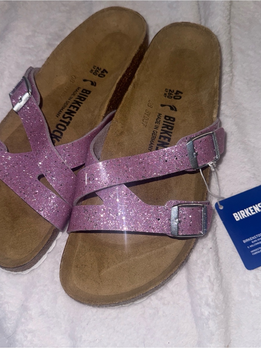 NWT Birkenstock Yao Balance Women’s Cosmic Sparkle Lavender Sandal 40/US9 - Picture 2 of 6